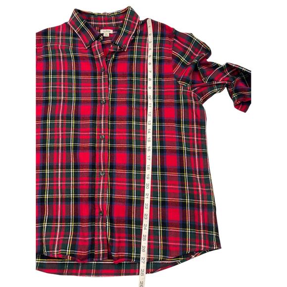 LL Bean Womens Red Relaxed Scotch Plaid Button Down Flannel Shirt Size Large - Picture 9 of 10